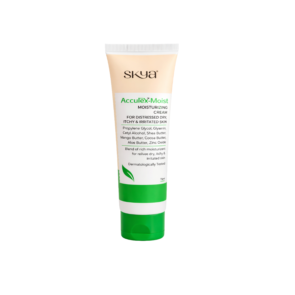 Skya AccuLex-Moist moisturizing cream tube on a white background