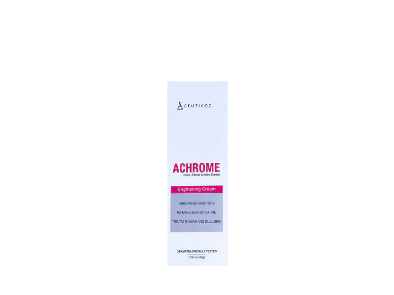Achrome skincare product packaging on a white background