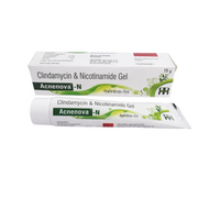 Acnenova-N Clindamycin & Nicotinamide Gel packaging on a white background