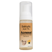 Acnesel Salicylic Acid 1% self-foaming face wash bottle on a white background