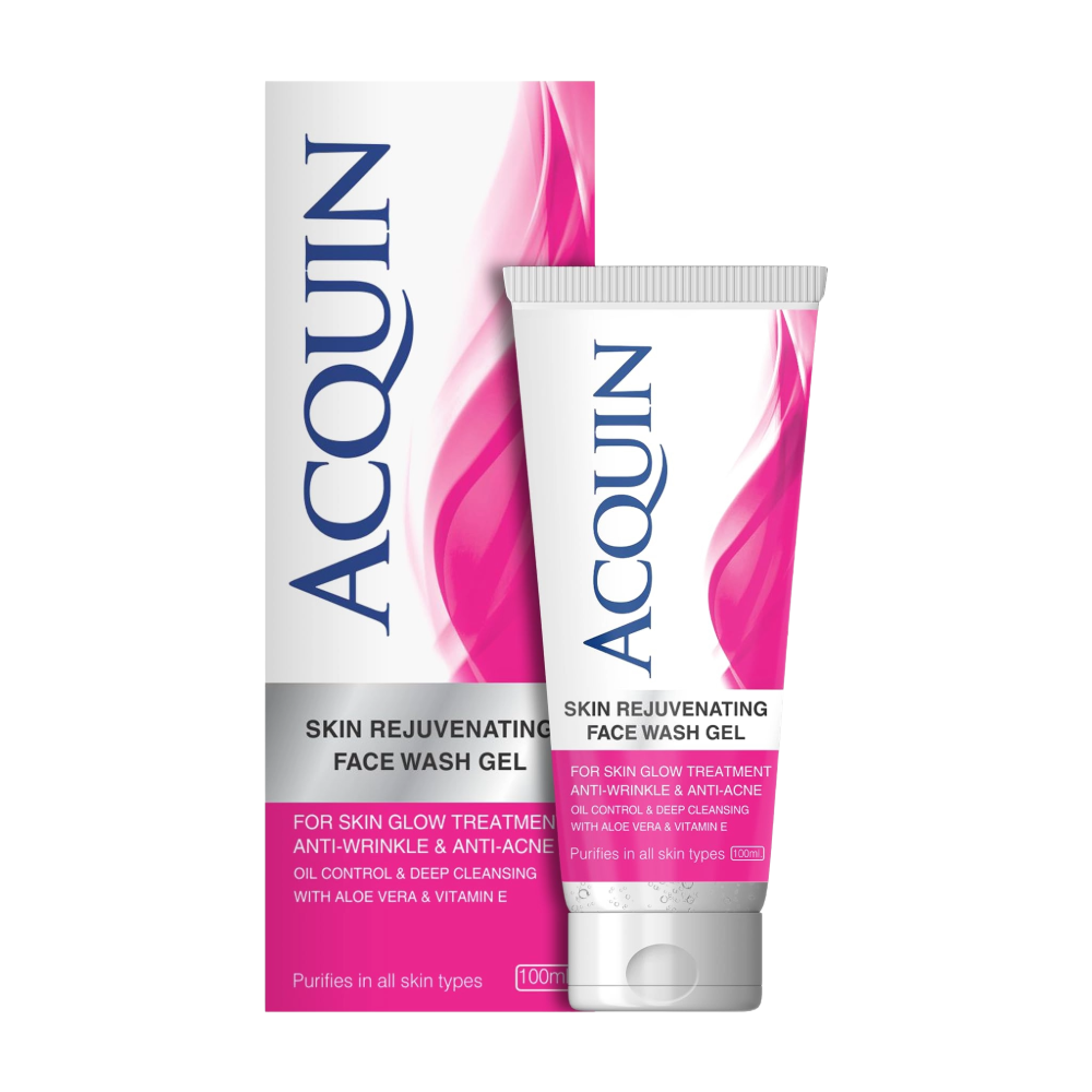 Acquin skin rejuvenating face wash gel packaging on a white background