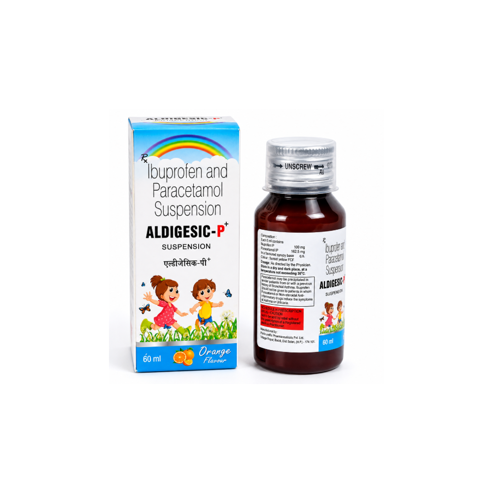 Aldigesic P Plus 100 mg162.5 mg Suspension 60 ml Orange Flavour
