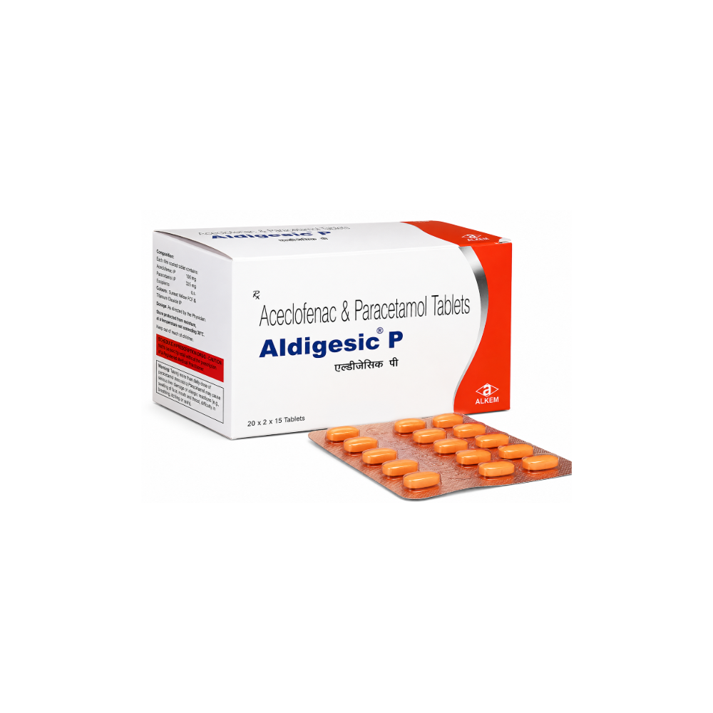 Aldigesic P Tablet 100mg 325mg Aceclofenac and Paracetamol Tablets by Alkem
