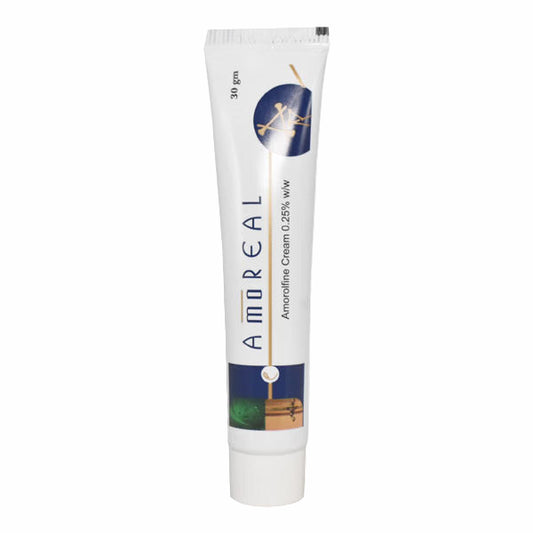Amoreal cream tube on a white background