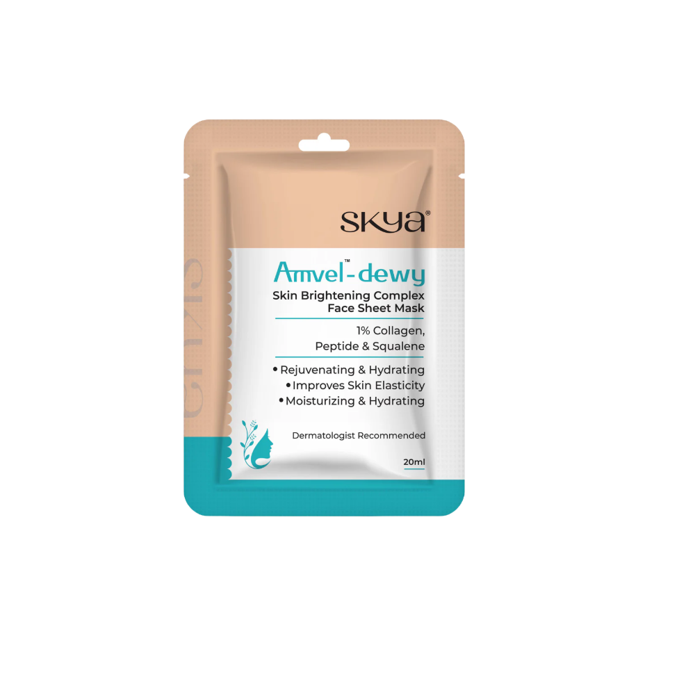 Skya Amvel-dewy skin brightening face sheet mask packaging on a white background