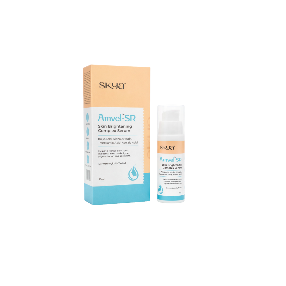 Skya Amvel SR Skin Brightening Complex Serum with packaging on a white background