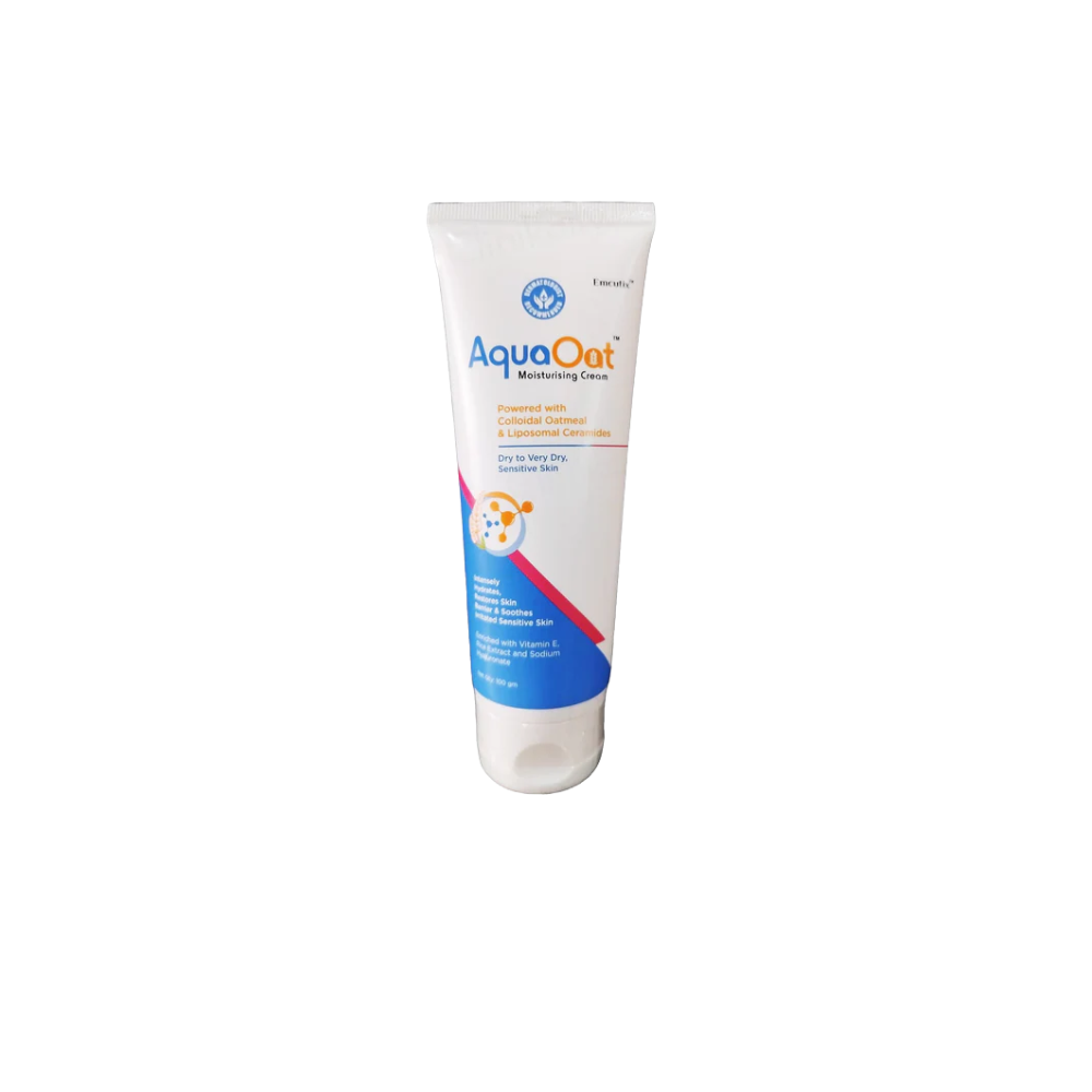 Tube of AquaOat moisturizing cream on a white background