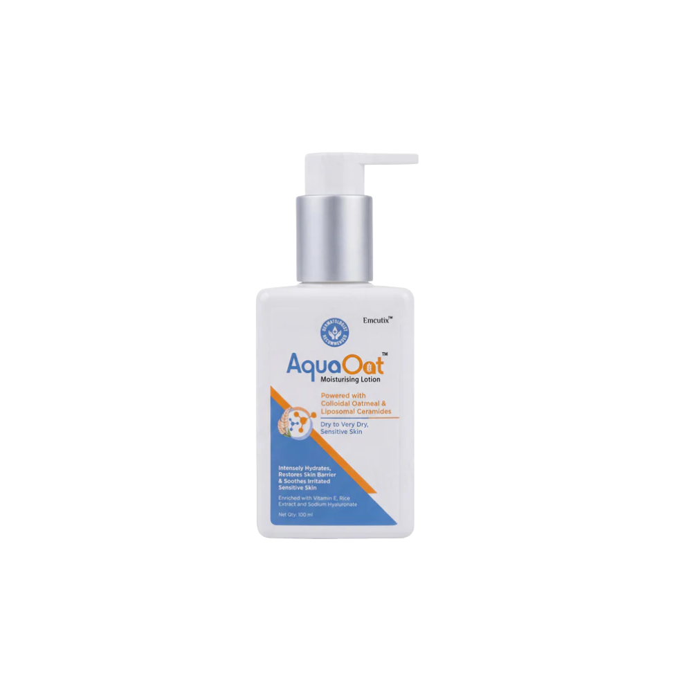 AquaOat moisturizing lotion bottle on a white background
