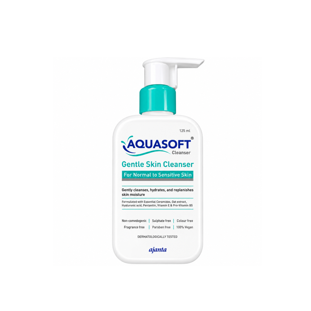 Aquasoft Gentle Skin Cleanser 125ml for normal to sensitive skin with ceramides, niacinamide and hyaluronic acid