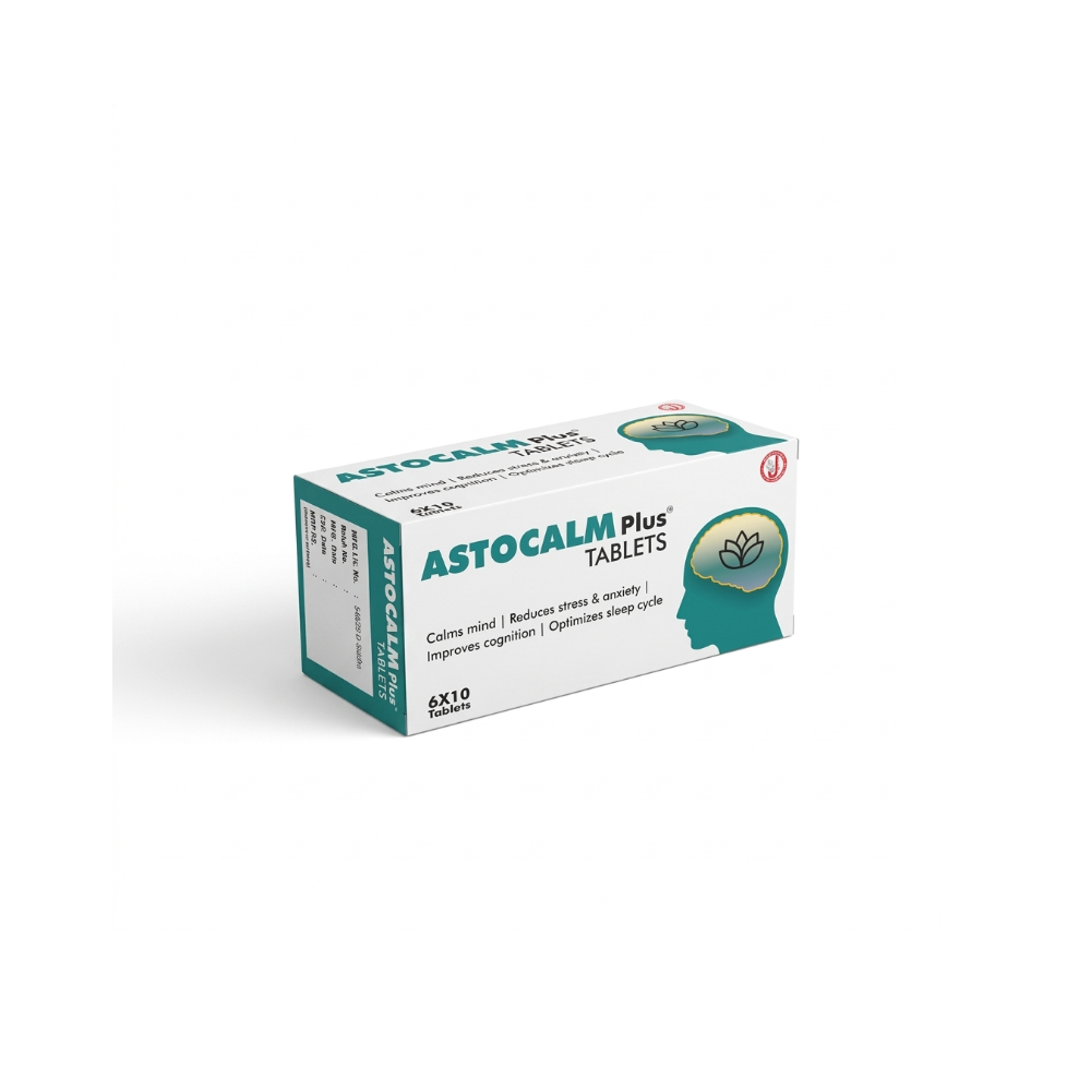 Box of Astocalm Plus Tablets on a white background