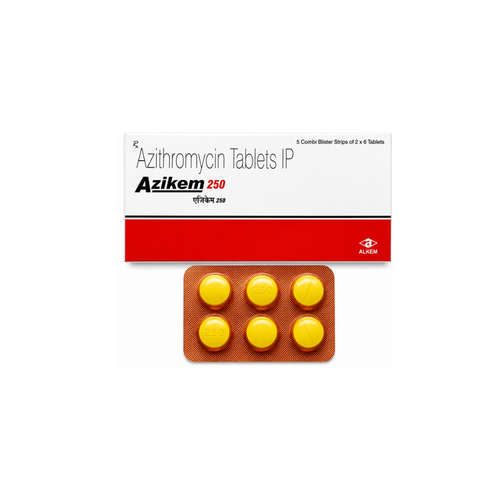 Azikem 250mg Tablet containing Azithromycin 250mg by Alkem Laboratories