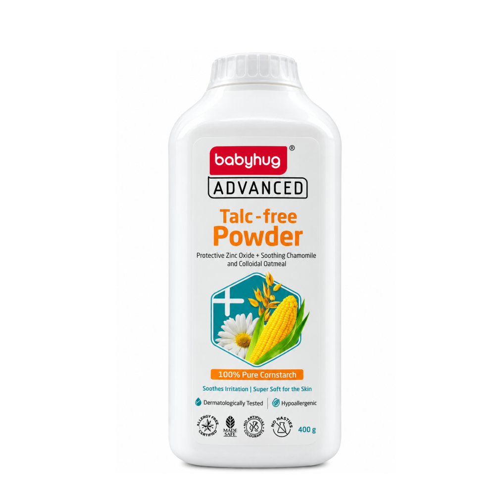 Babyhug Advanced Talc-Free Baby Powder 400g with Cornstarch, Zinc Oxide and Chamomile.