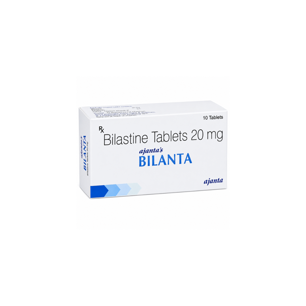 Bilanta Tablet MARKETED BY-Ajanta Pharma Ltd PACK OF-10 tablets in 1 strip SALT NAME-Bilastine (20mg) Prescription Required-Yes USES-Treatment of Allergic conditions ALTERNATE BRAND-Bilacalm Tablet,Bilachek Tablet,Akubliss Tablet,Bilaxta 20mg Tablet,Antegy Tablet,ManufacturerMarketer AddressAjanta House, Charkop, Kandivli West, Mumbai 400 067, India,Country of Origin India