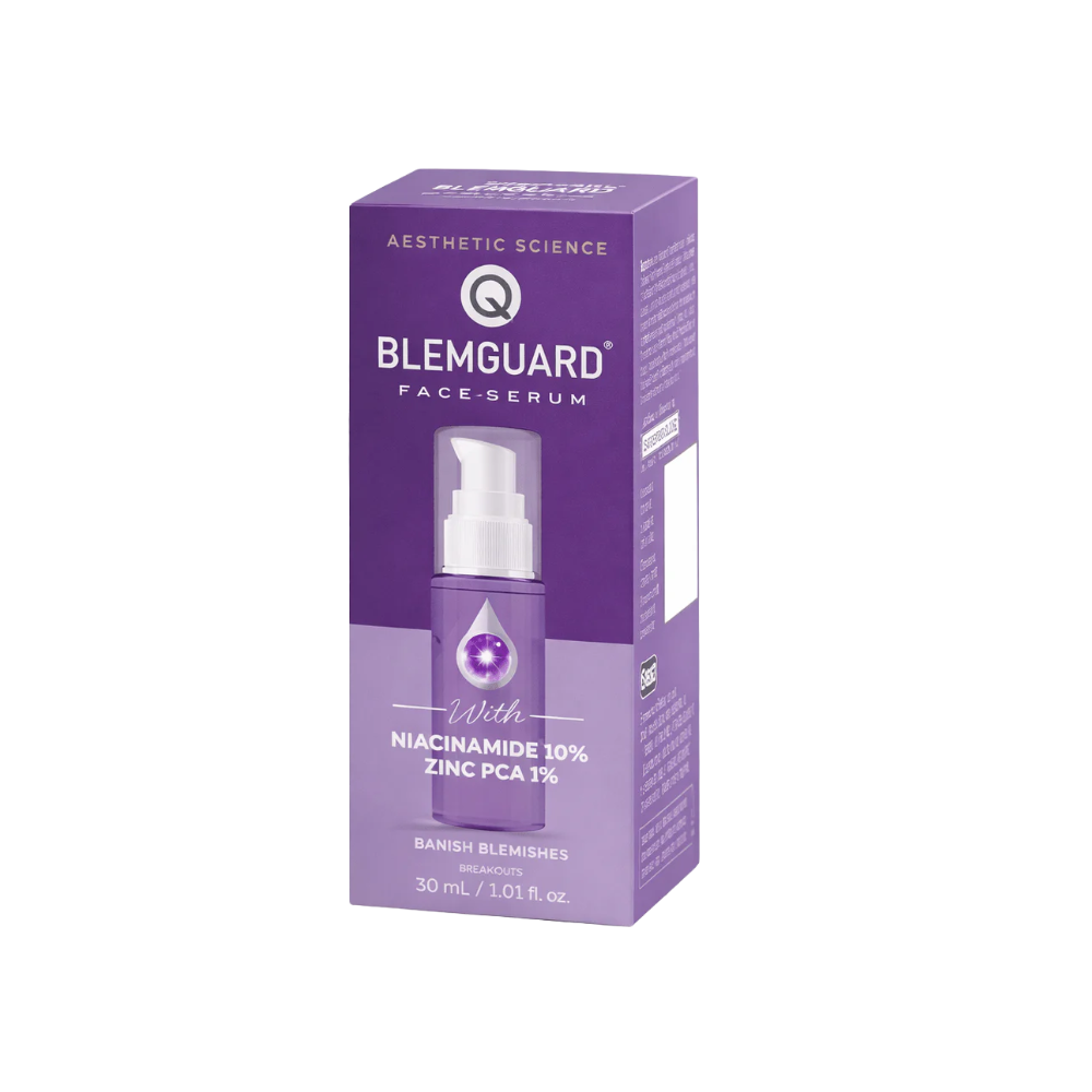 Blemguard face serum packaging on a white background