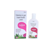 Calamine & Light Liquid Paraffin Lotion packaging with bottle and box on a white background