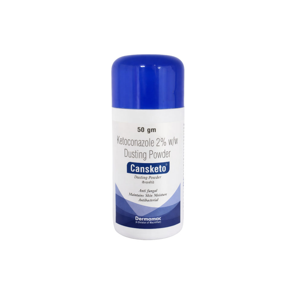 Cansketo Ketoconazole dusting powder container on a white background