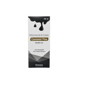 Cansketo Plus shampoo box with black droplet design on a white background