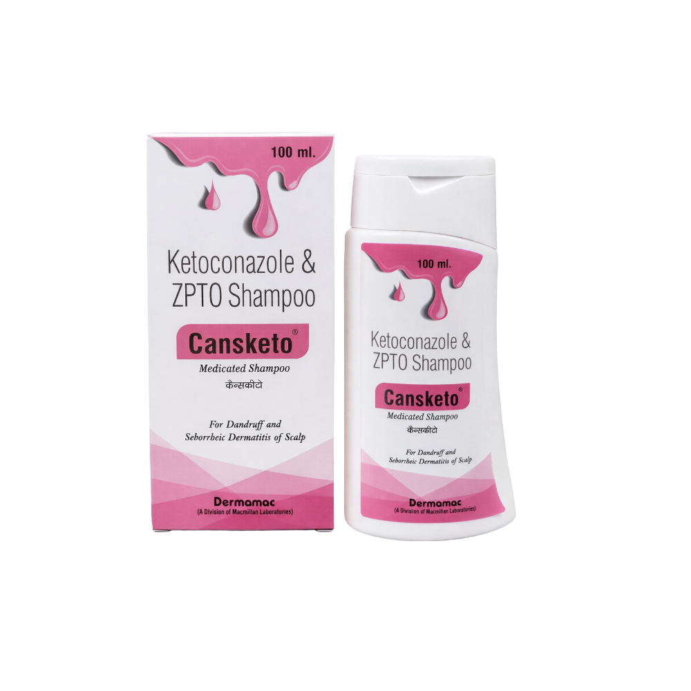 Cansketo Ketoconazole & ZPTO Shampoo packaging on a white background