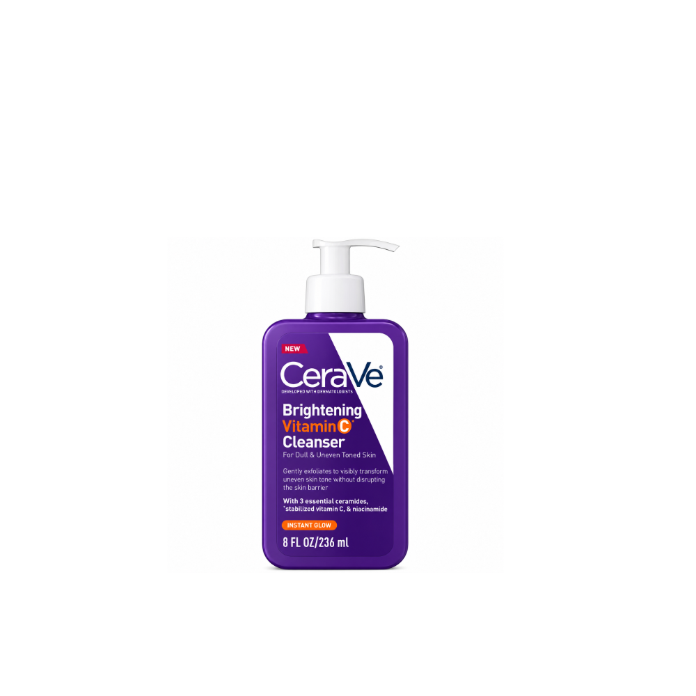 CeraVe Brightening Vitamin C Cleanser 236 ml pump bottle front view with stabilized Vitamin C, niacinamide and three essential ceramides