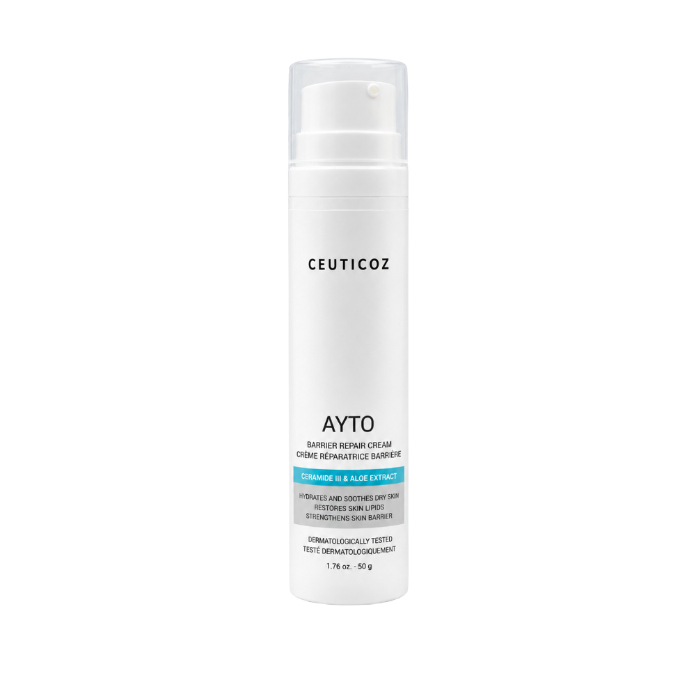 Ceuticoz AYTO Barrier Repair Cream 50g white pump bottle with Ceramide III and Aloe Extract