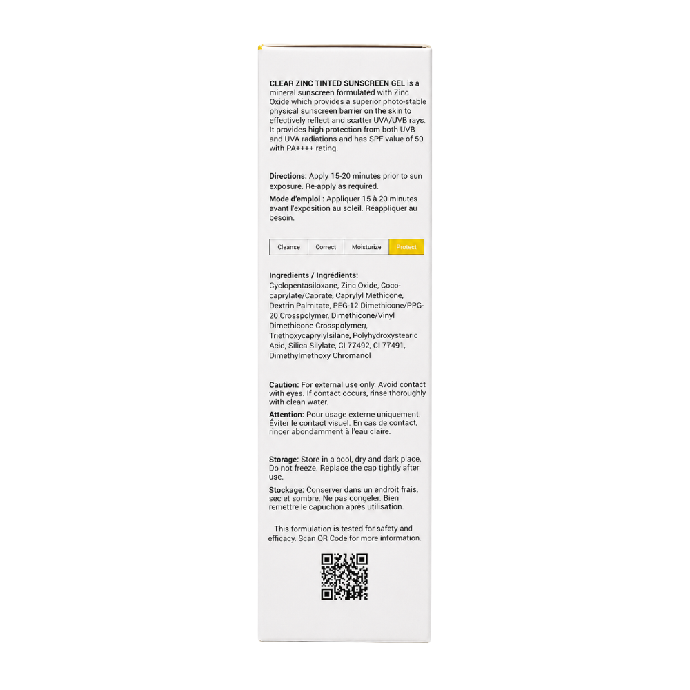 Ceuticoz Clear Zinc Sunscreen Box Ingredients Directions and QR Code