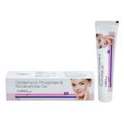 Clinsol Clindamycin Phosphate & Nicotinamide Gel packaging on a white background