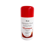 Clotrinova dusting powder container with red cap on a white background