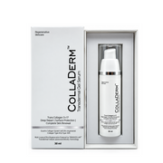 Colladerm Transdermal Gel Serum 30ml white box and pump bottle showing the product name and collagen skincare claims.