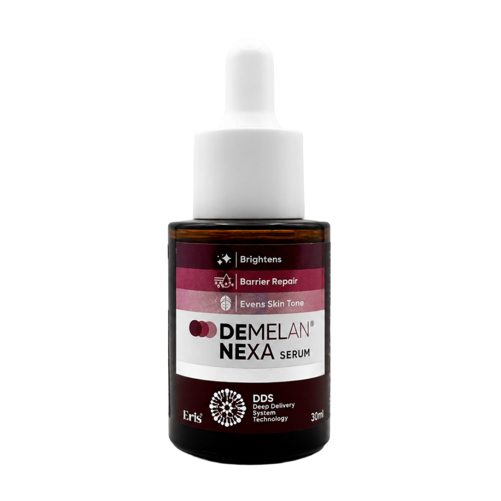 Demelan Nexa Serum 30ml bottle with dropper for skin brightening and pigmentation care