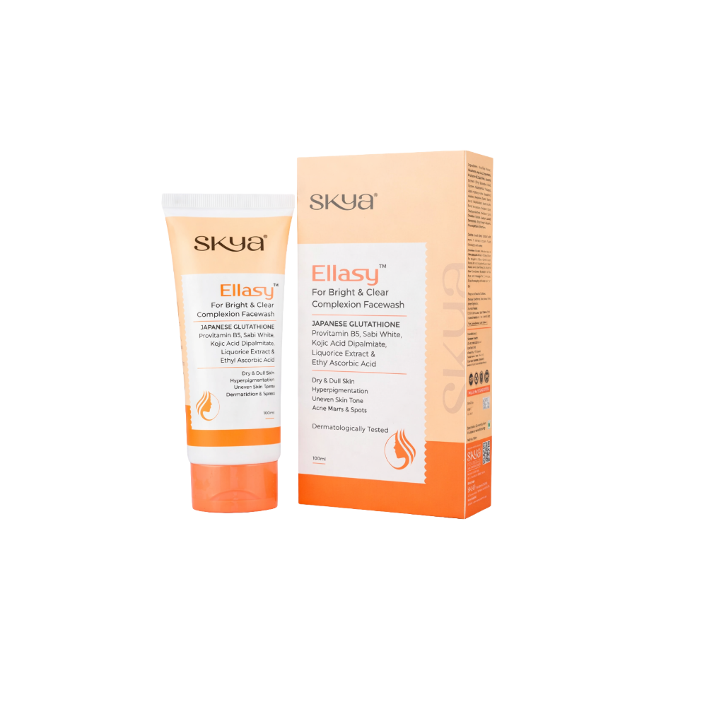 Skya Eliasu facial wash tube and packaging on a white background