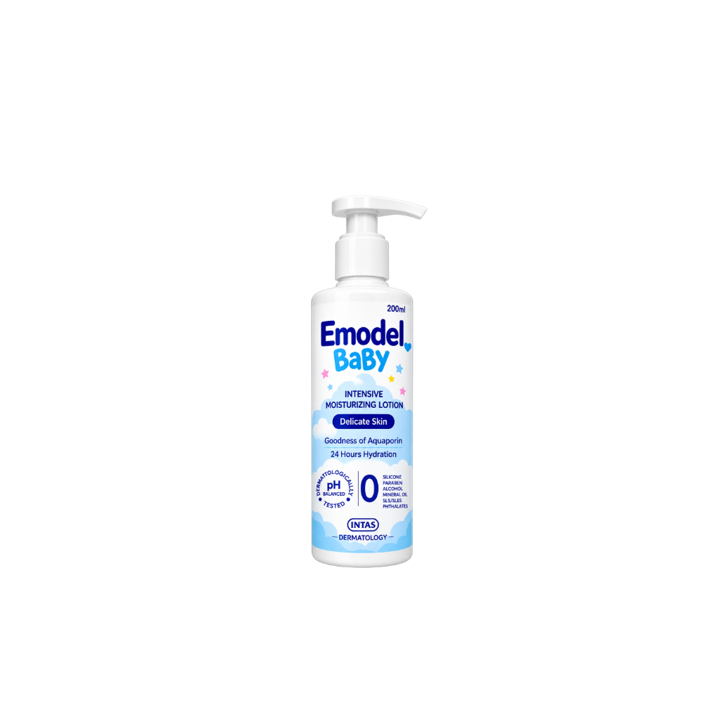 Emodel Baby Face and Body Intensive Moisturizing Lotion 200ml bottle, front label.