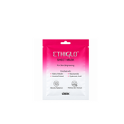 Ethiglo Sheet Mask 25g with Alpha-Arbutin, Niacinamide, Licorice Extract and Hyaluronic Acid front packaging