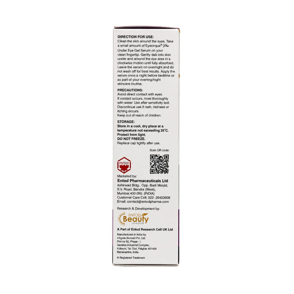 Eyecirque Pro Under Eye Gel Serum 30g Direction for use,Precautions storage – ENTOD Beauty London