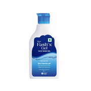 Fash'x Gel face wash gel bottle with blue cap on a white background
