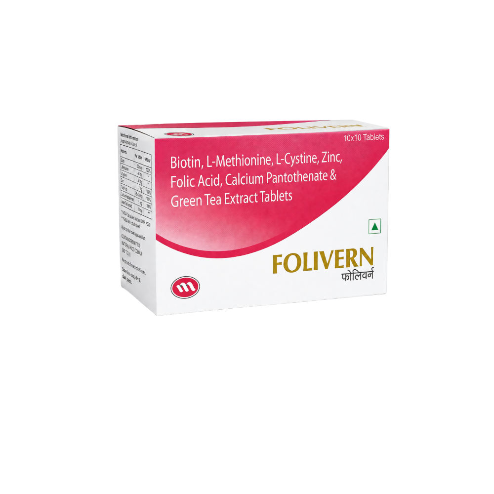 Box of Folivern tablets with a white background