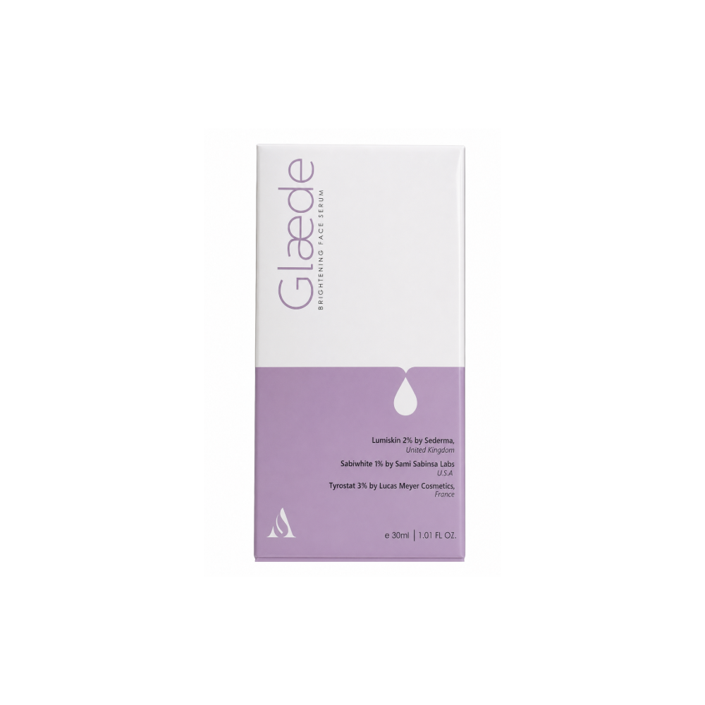Glaede Brightening Face Serum contains Lumiskin 2%, Sabiwhite 1%, Tyrosate 3%, and different molecules that offer different modes of action. Lumiskin works by inhibiting the activity of tyrosinase and enhancing the process of melanogenesis; it also reduces UV-induced melanin synthesis. Lumiskin is a solution of Diacetyl-Boldine and Caprylic Triglyceride. Sabiwhite 1% is derived from Tetrahydrocurcuminoids from yellow Curcuminoids, the biologically active ingredients derived from rhizomes of the Curcuma long