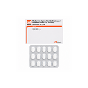 Packaging of Metformin Hydrochloride prolonged release tablets with Abbott branding on a white background.Gluformin XL 500 Tablet 