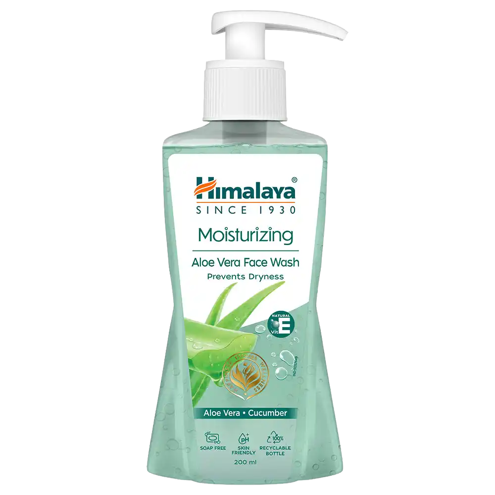 Himalaya Aloe Vera Face Wash bottle on a white background