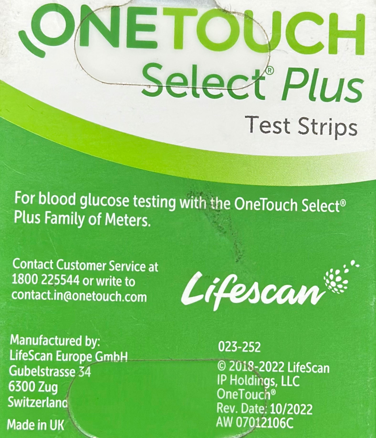OneTouch Select Plus Glucometer Strip