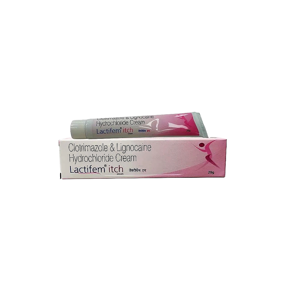 Lactifem Itch cream packaging on a white background