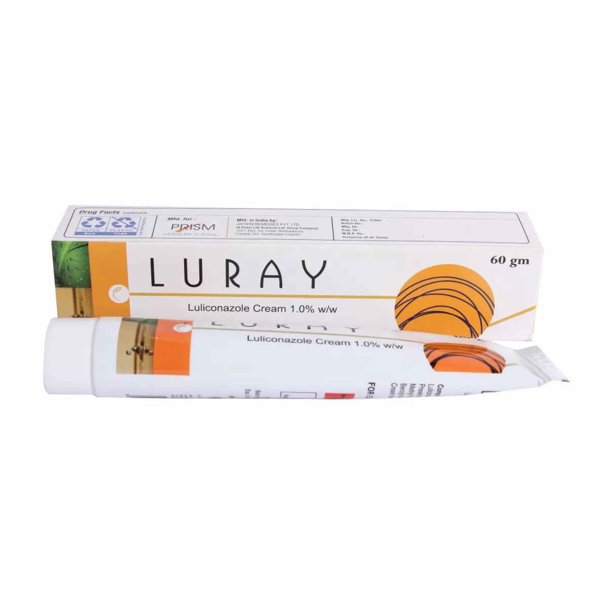 Luray luliconazole cream packaging on a white background