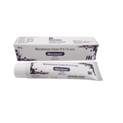 Mometasone Cream packaging with tube and box on a white background