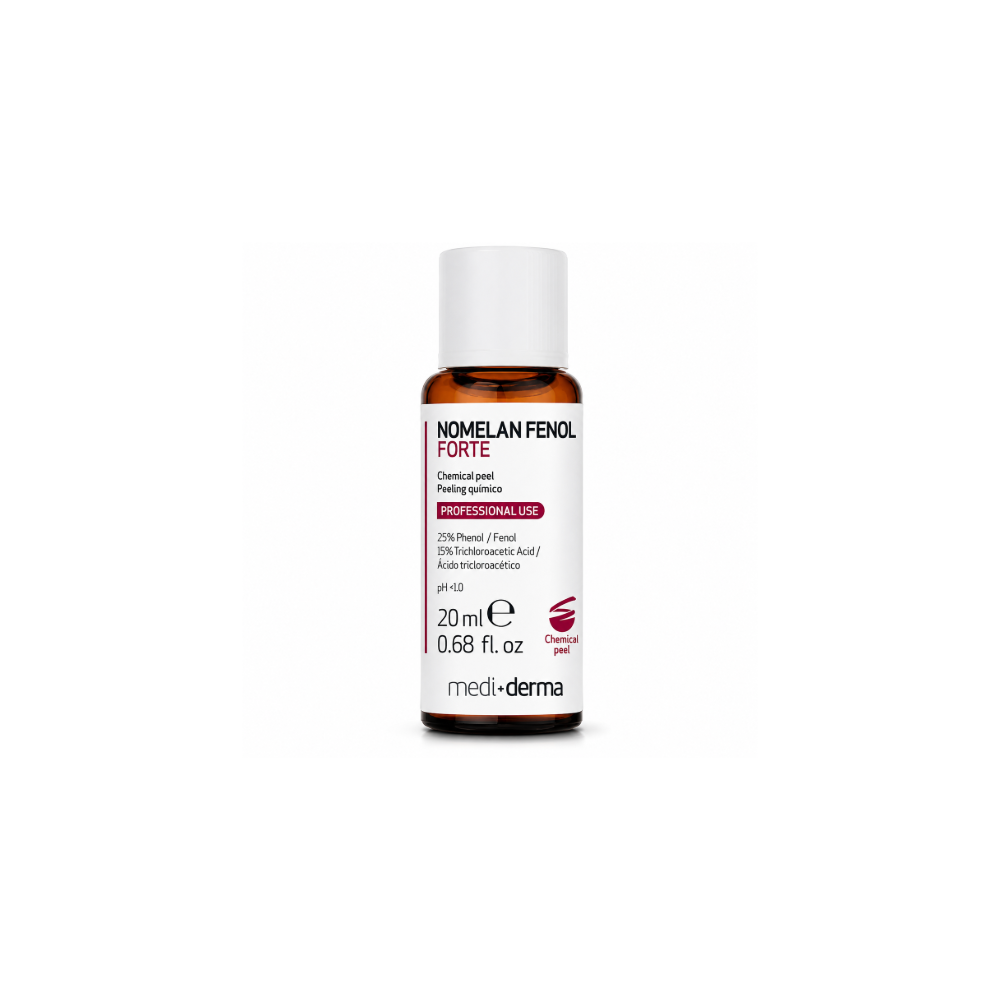 Medi-Derma Nomelan Fenol Forte Chemical Peel 20ml professional peel with 25% Phenol and 15% TCA for skin resurfacing and pigmentation management.