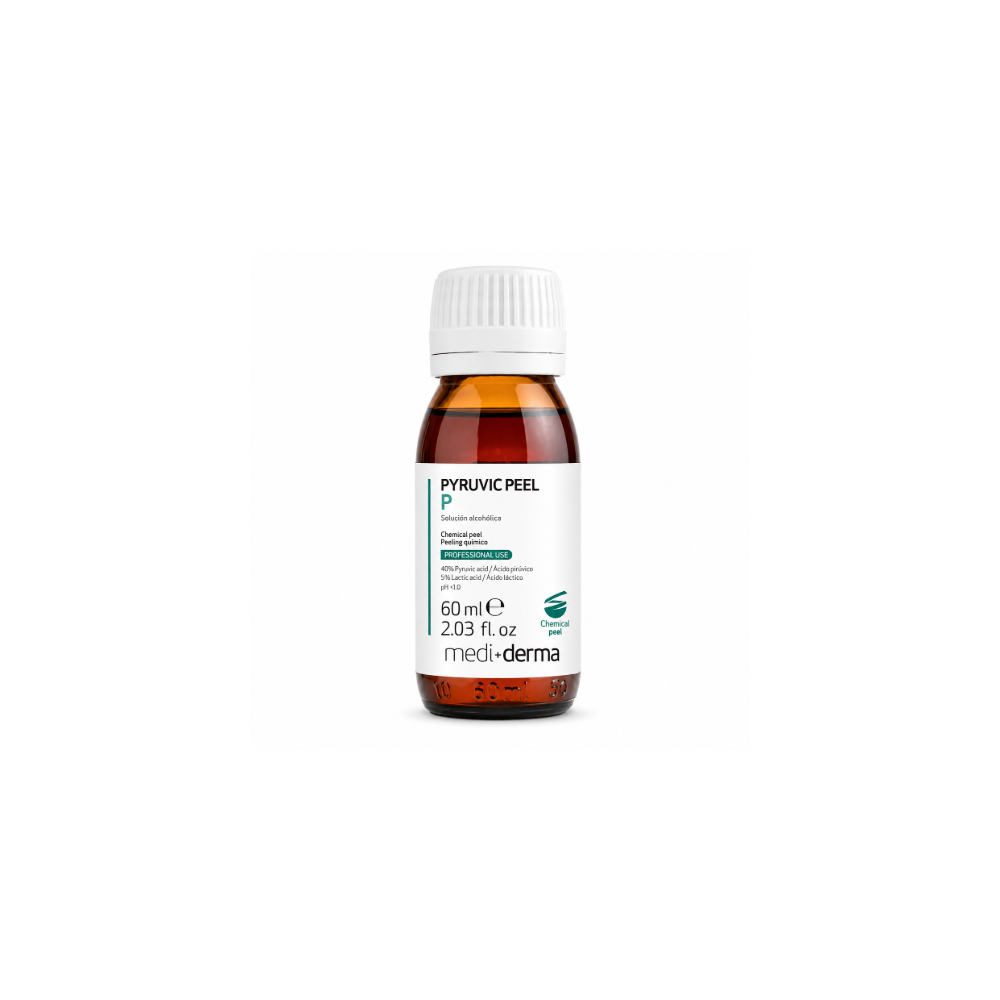 Medi+Derma Pyruvic Peel P 60ml Professional Chemical Peel with 40% Pyruvic Acid and 5% Lactic Acid bottle for clinical skincare treatments.
