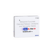 Met XL Trio 50 Tablet ER Box of Met XL Trio 50 medication on a white background