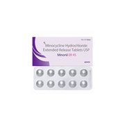 Minonil ER 45 Tablet Minocycline Hydrochloride Extended Release Tablets USP packaging on a white background