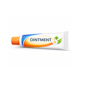 Tube of ointment with a white background