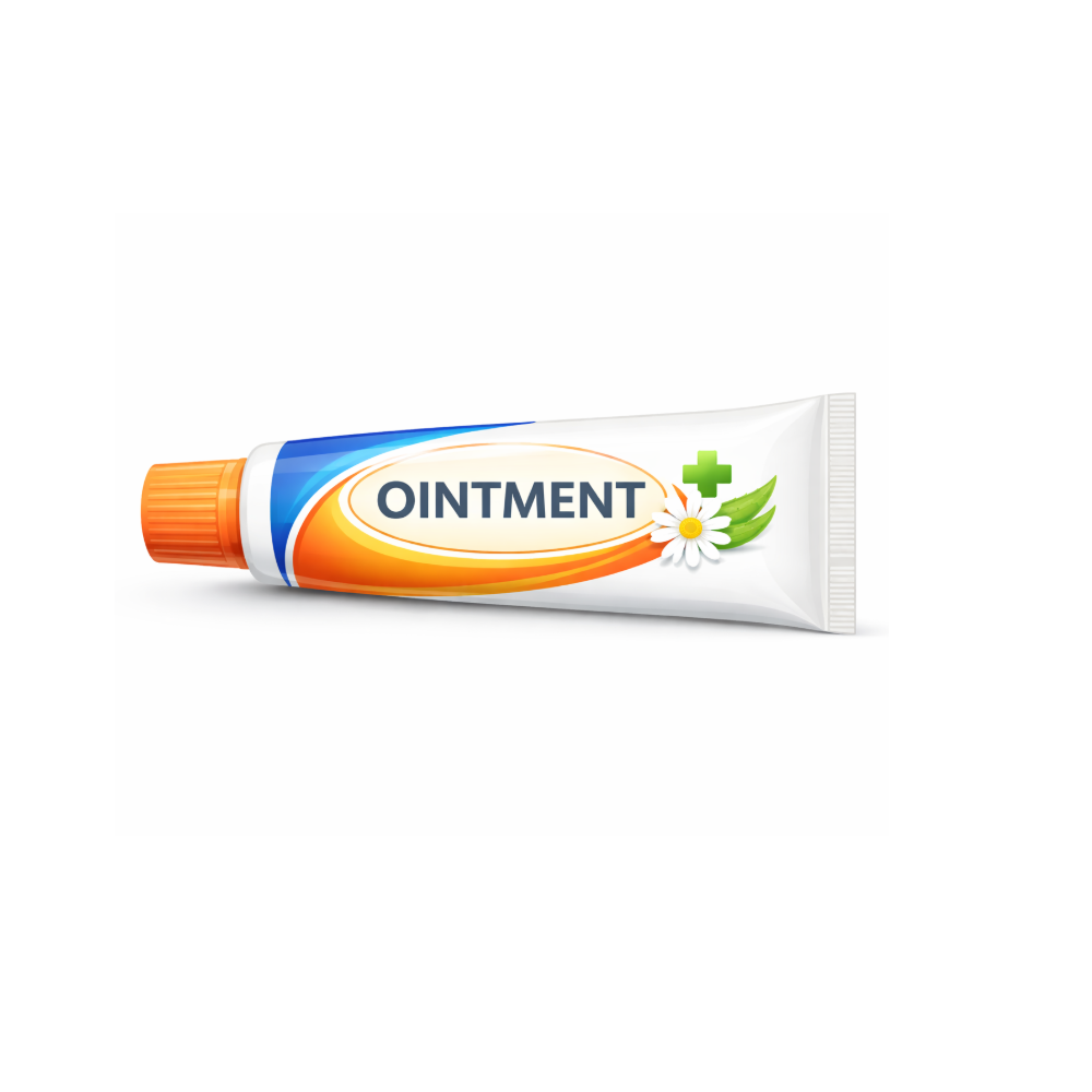 Tube of ointment with a white background