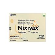 Box of Nixiyax capsules with branding and product details on a beige background