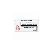 Box of Novaten Atenolol Tablets BP 25 mg on a white background